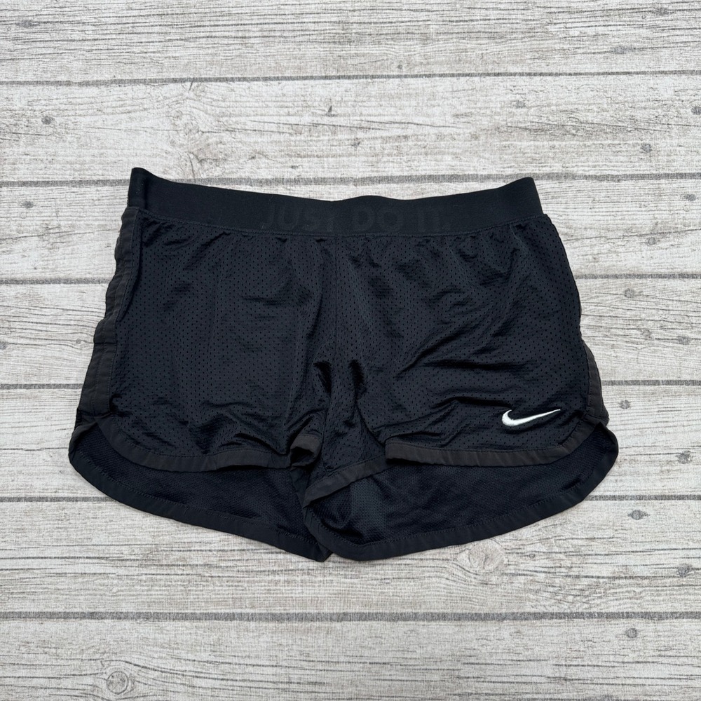 Nike Shorts Women's Medium Black Mesh Running Dri-FIT Just Do It Athletic Gym